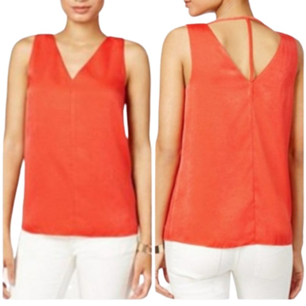 Bar III Orange Strappy V Neck Tank XXL NWT